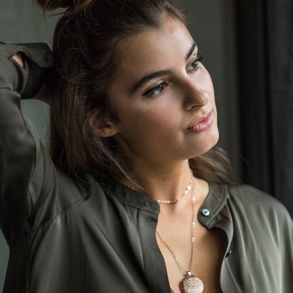 Floral Rose Locket Necklace for Photos, Long Necklace Locket, Rose Gold Lockets - Picture 4 of 6